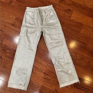 Abercrombie and Fitch High Rise 90s Relaxed Jean Silver NWOT Sz 27